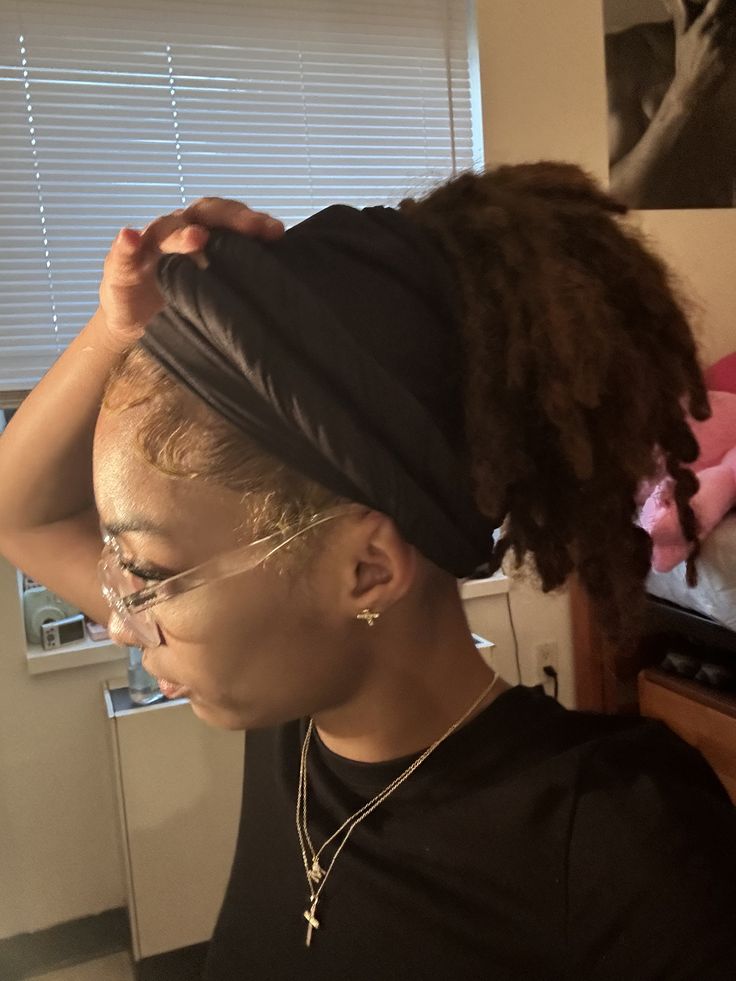 Locs with a Silk Scarf Wrapped at the Roots