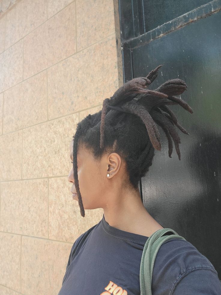 Medium Freeform Locs in a High Puff