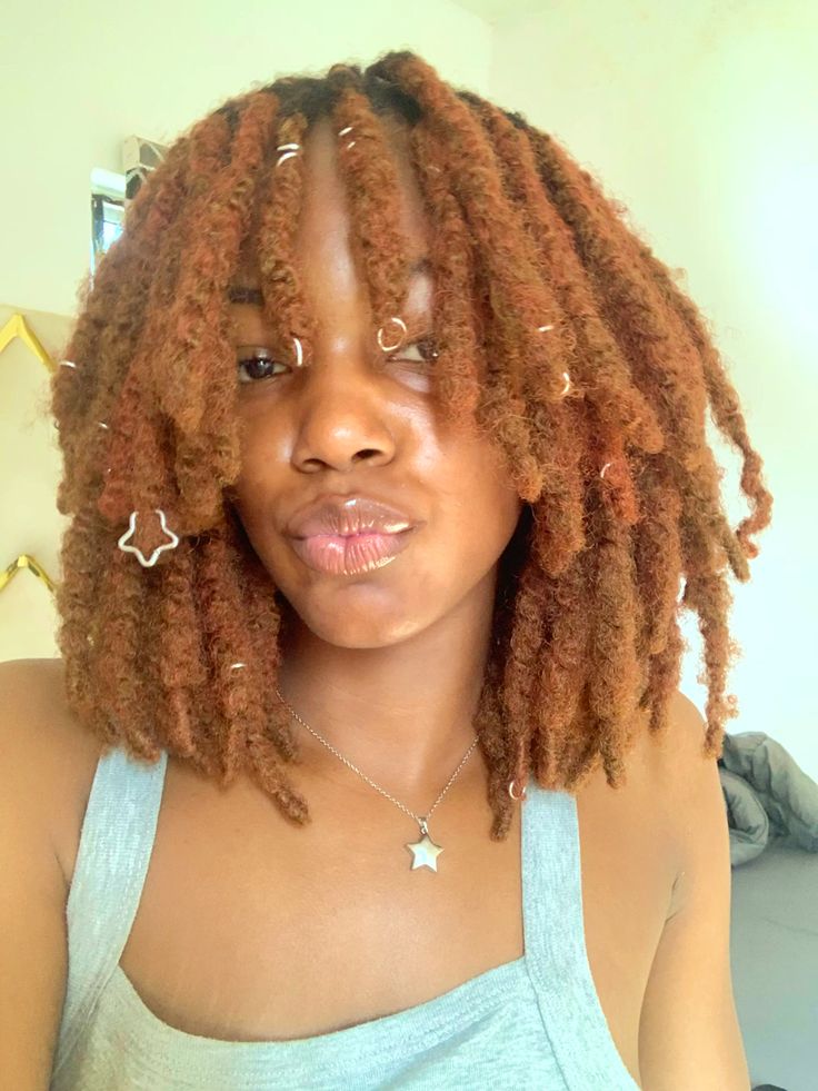 Short Loc Style With Gold Cuffs Throughout
