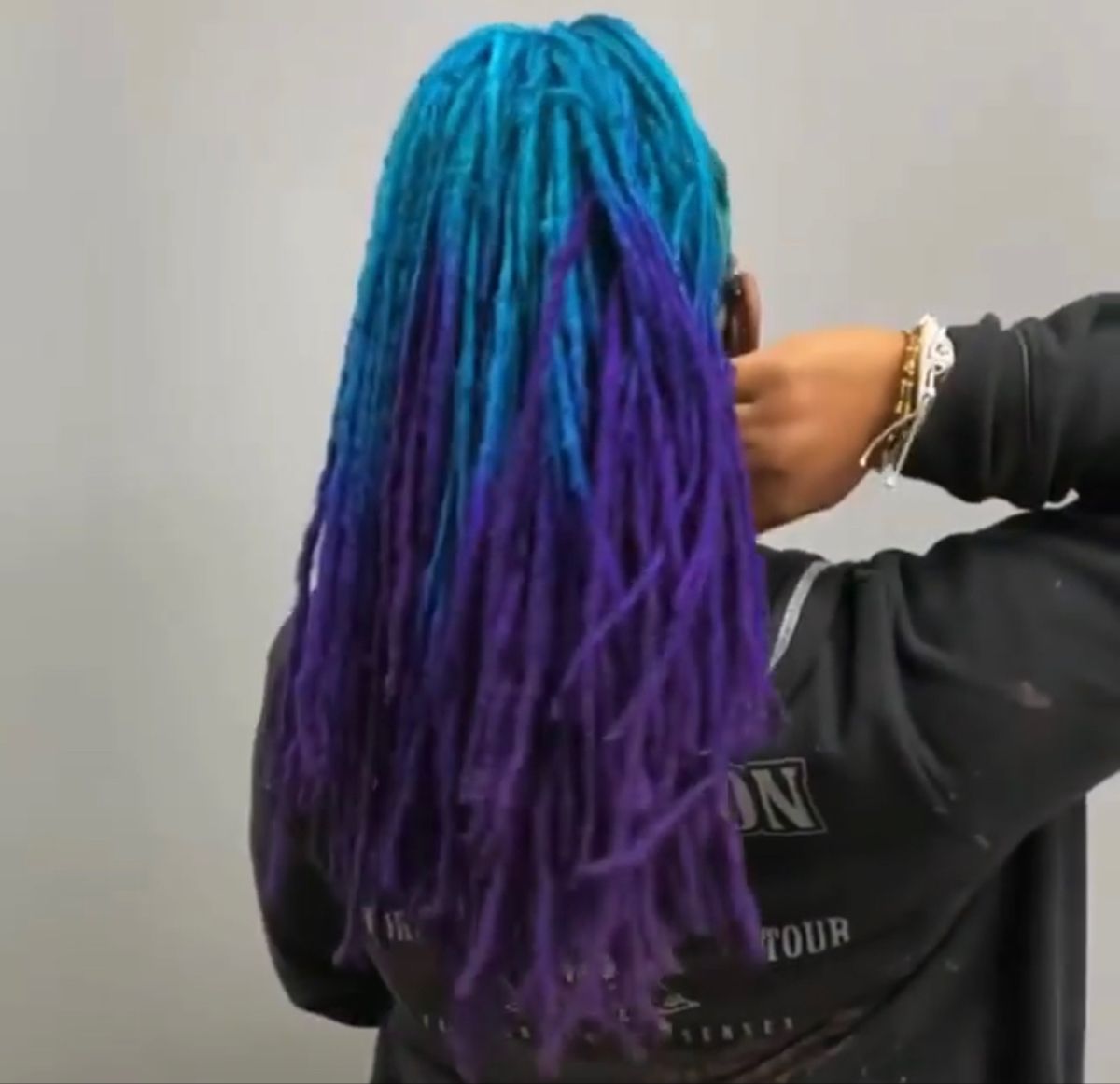 Teal, Purple, and Deep Blue locs