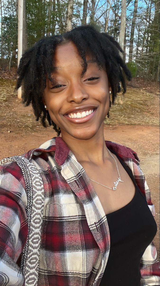 A girl smiling at her camera