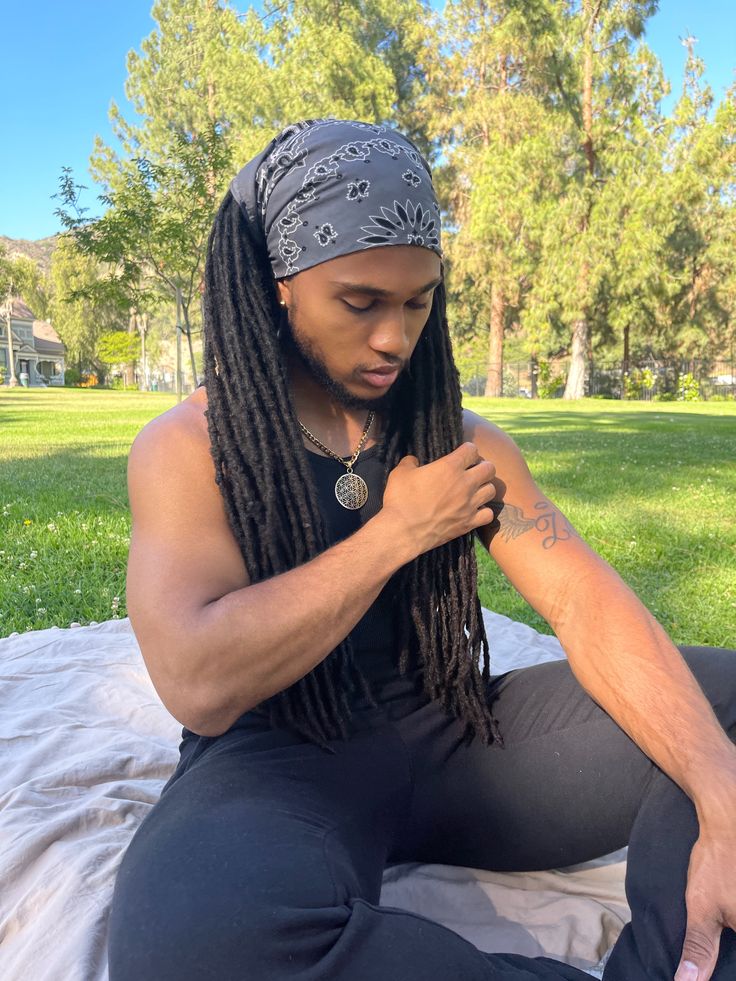 locs wrapped in headband