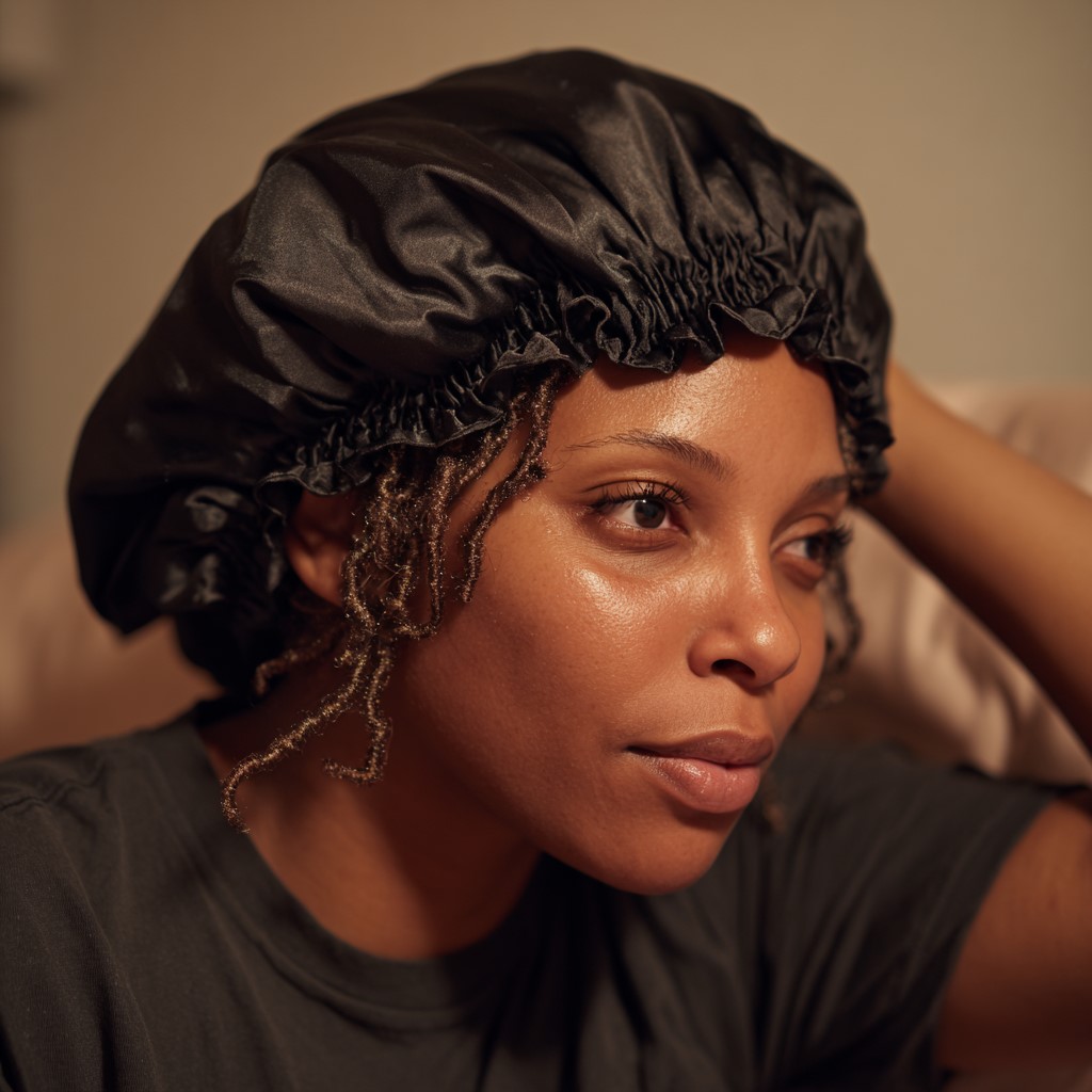 girl on satin bonnet