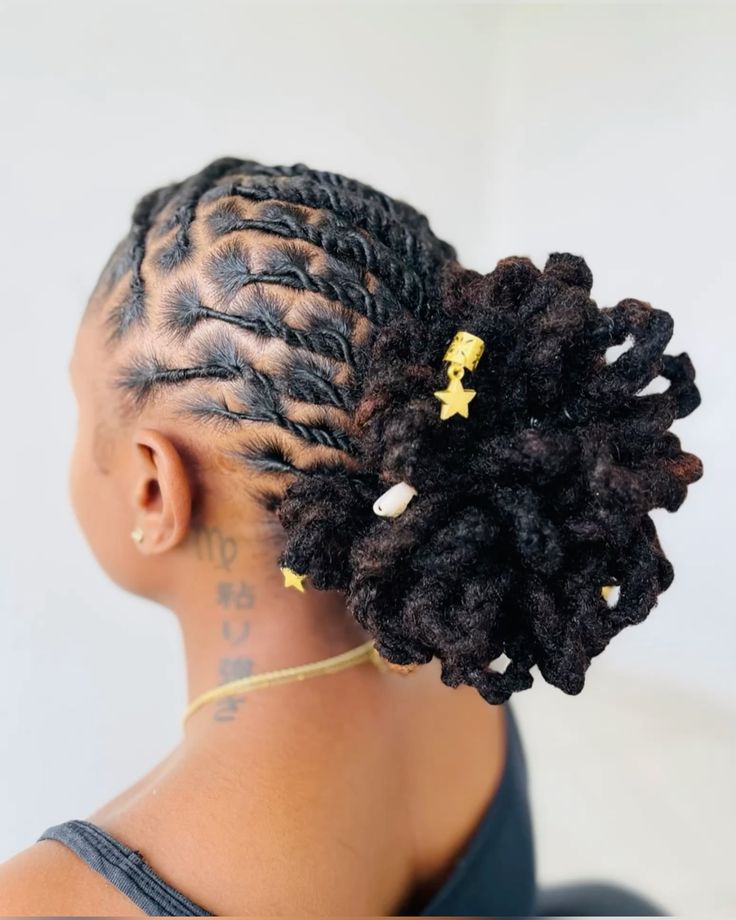Loc Updo With Pinned Accents