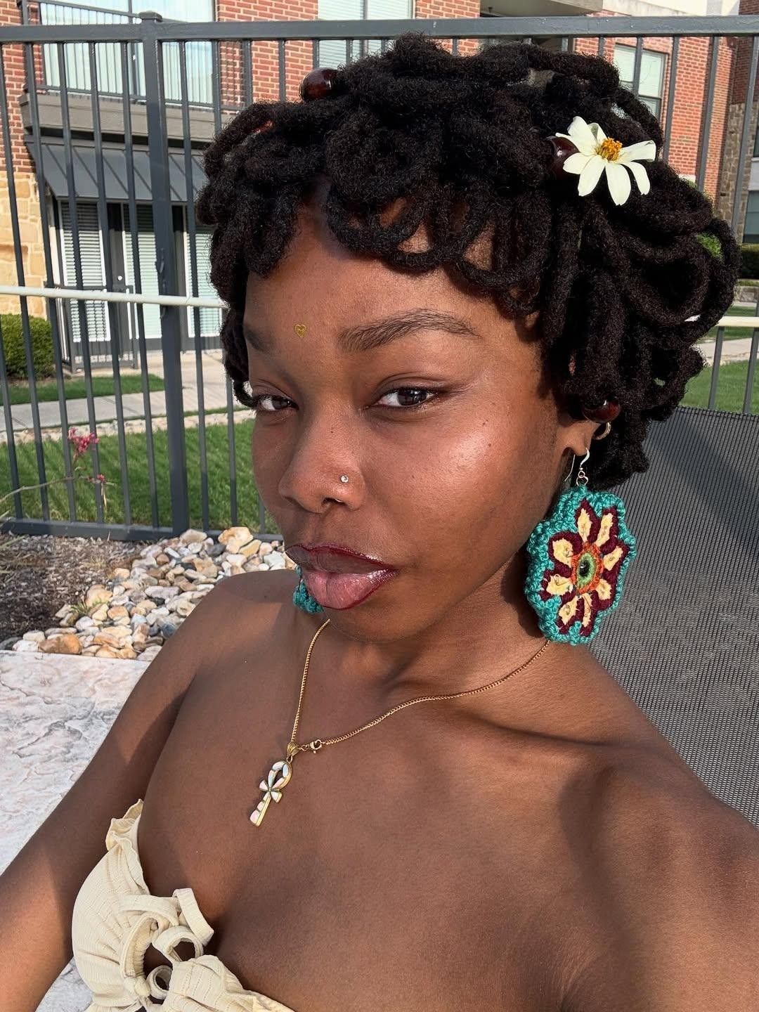 Locs Pinned Into a Fanned Style