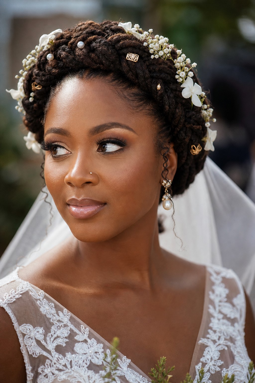 bridal crown locs style