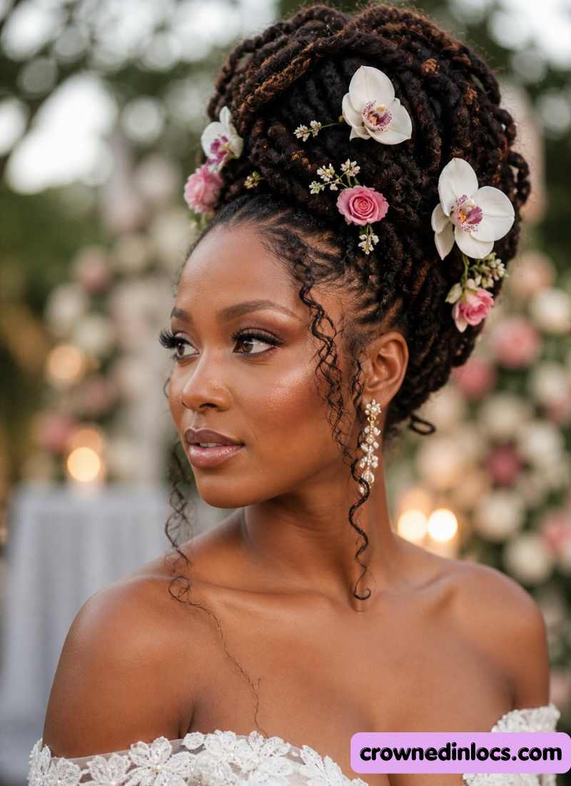 A bride with her goddess loc styles