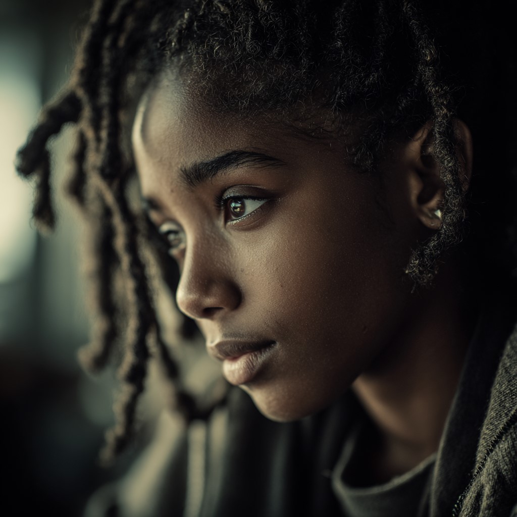 girl staring outside the window