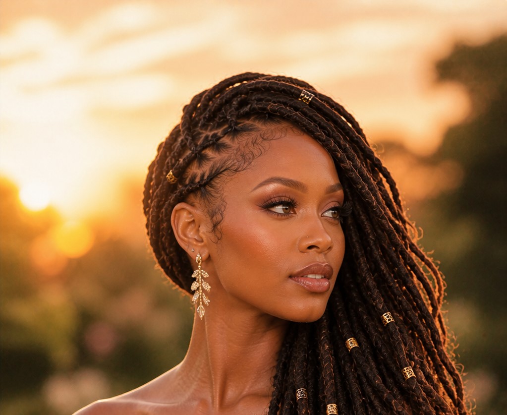 side swept locs style