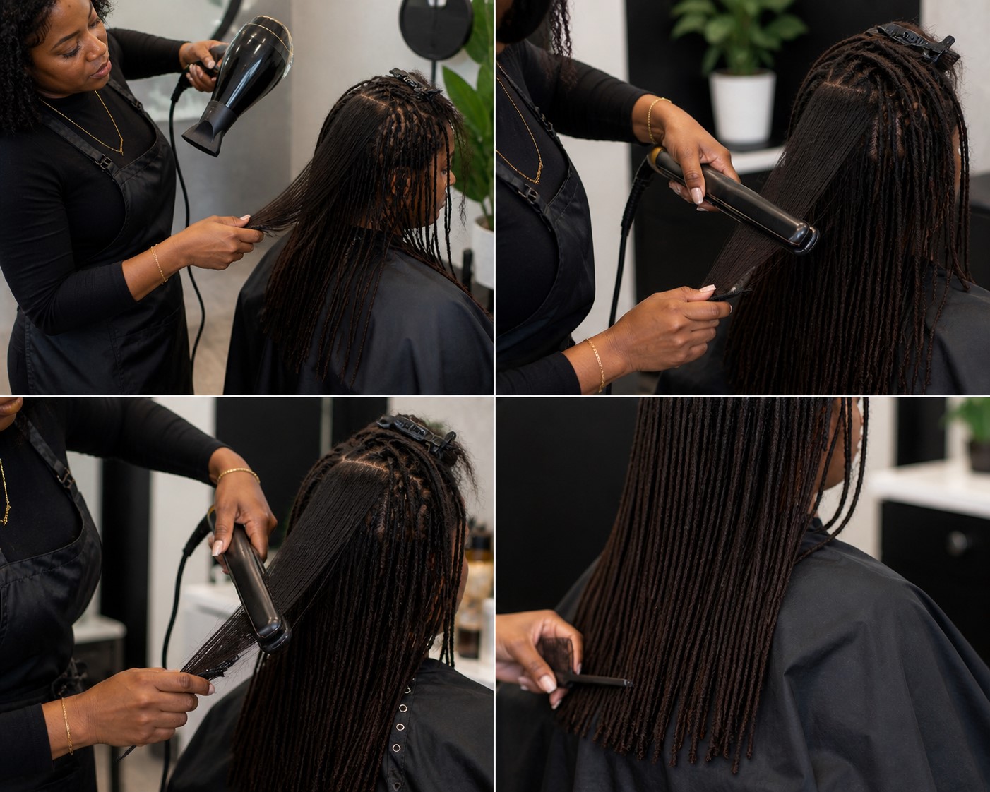 step by step process of locs silk press