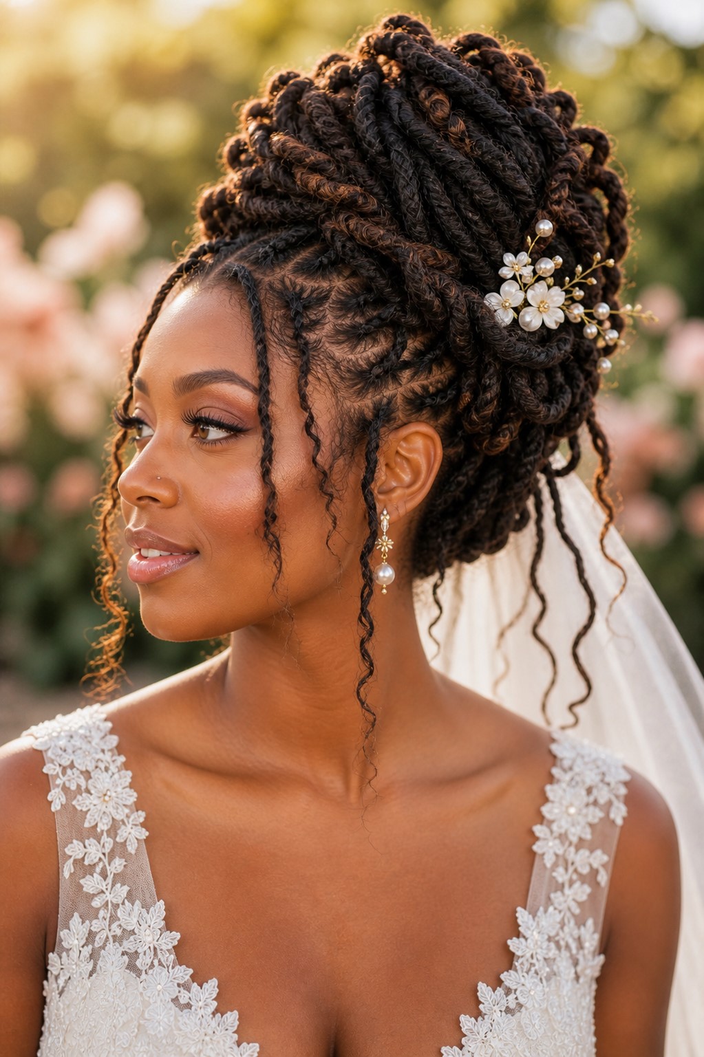 Twisted updo locs style